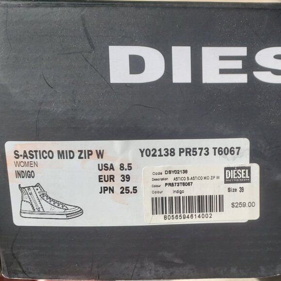 NWOT Diesel Mid Top Sneaker US8.5 - Picture 8 of 8